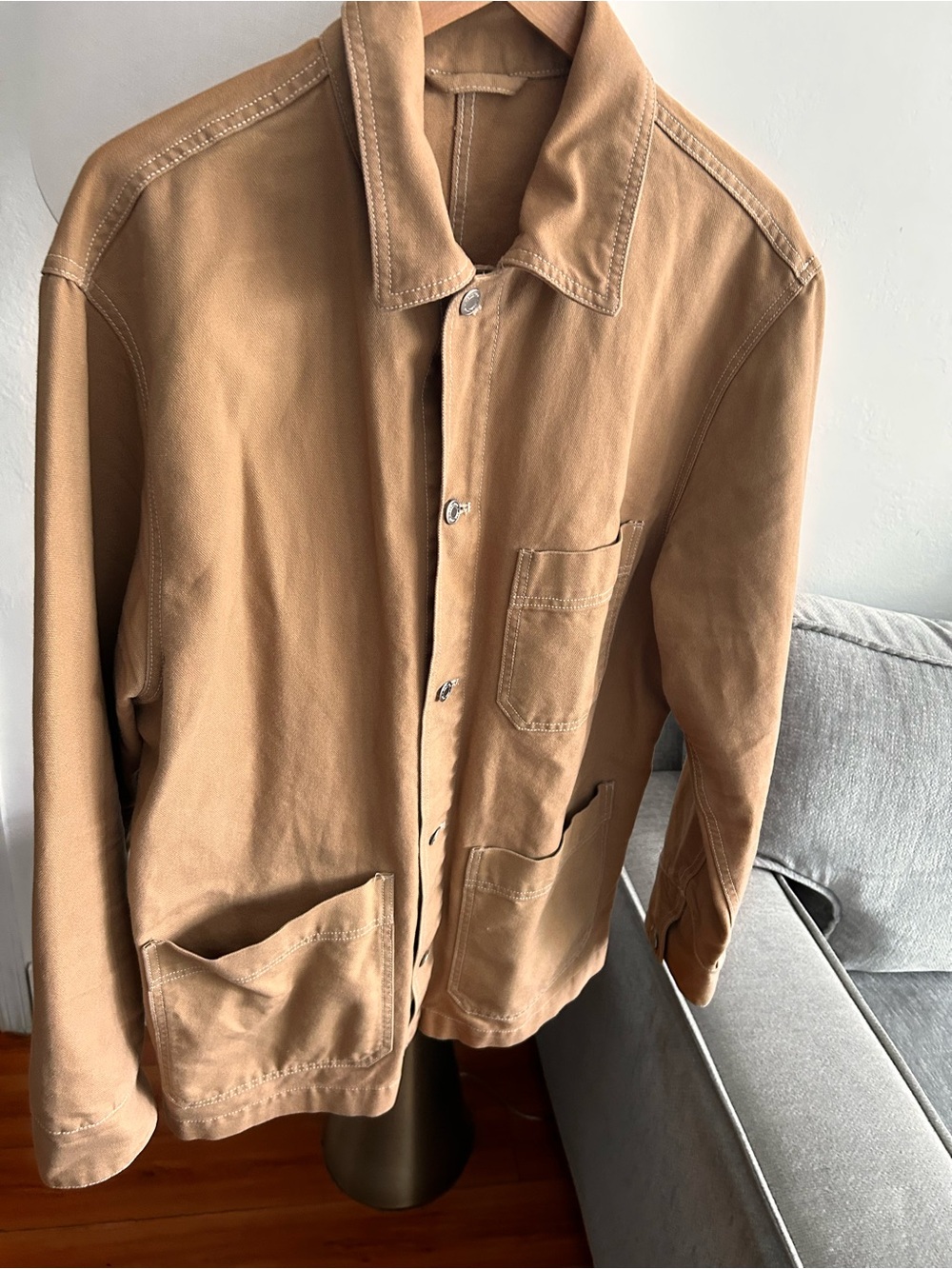 H&M Canvas Workwear Oversized Men’s Jacket Size L Utility Brown Tan Granola